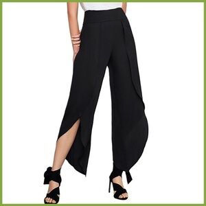 BCBGMaxAzria Black Ruffle Asymmetric Hemline Pant